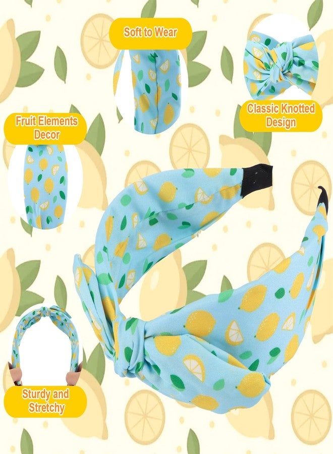 Hapdoo Lemon Knotted Headband, Blue Lemon Knotted Hair bands for Women Girls, Fashion Cute Fruit Hair Accessories Gift for Girls - Image 3